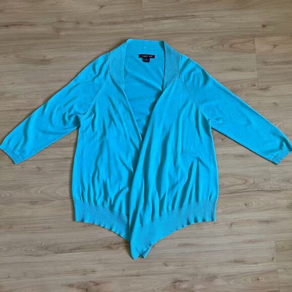 August Silk Blue 3/4 sleeve cardigan #cardigan 53% Silk Women Size M - Picture 1 of 10